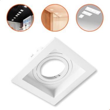 Imagem de Spot Embutir Recuado Dicroica Gu10 Quadrado Direcionável Branco S/Lâmpada