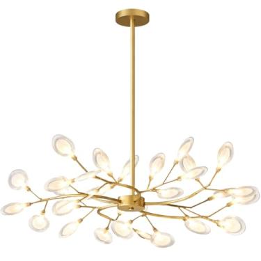 Imagem de Gimpo, Lustre Teto 75cm Ramos de Árvore 30 LEDs Luminária Metal Dourado Gimpo RA-30-GOLD-LOLLI
