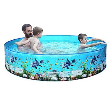 Imagem de Piscina redonda dobrável de plástico duro para inflação portátil bebês e adultos