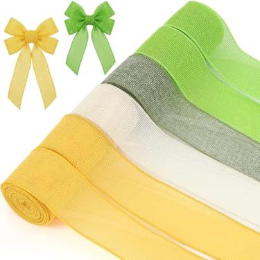 Imagem de Yuefunny 6 rolos de fita com fio rústica de serapilheira colorida com fio total de 30 jardas para guirlanda de Natal, Halloween, outono, laço, artesanato, embrulho, festa, decoração boho (cor viva