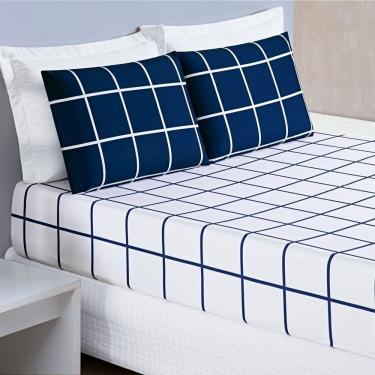 Imagem de Jogo De Cama Lençol 200 Fios Austin Queen 03 Peças - Marinho