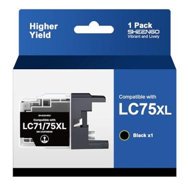Imagem de SHEENGO Cartuchos de tinta LC75XL para impressora LC75 LC75BK compatível com LC75XL cartucho de tinta para impressora MFC-J6510DW MFC-J6710DW MFC-J6910DW MFC-J280W MFC-J425W (preto, 1 pacote)