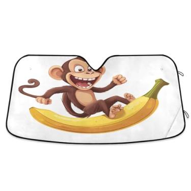 Imagem de Sombra de para-brisa de carro banana de macaco atrevido dobrável para janela frontal de carro para a maioria dos sedãs SUV caminhão grande