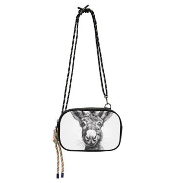 Imagem de TSENQUE Bolsa feminina pequena bolsa transversal bolsas para celular verão viagem pequena bolsa de ombro preto e branco burro