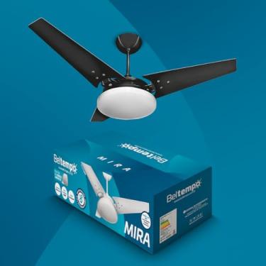 Imagem de Ventilador de Teto Lustre Borda Infinita Pás MDF LED Branco 6500K Beltempo Mira 220V (Preto/Preto)