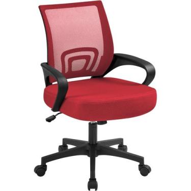 Imagem de Cadeira de escritório Yaheetech Modern Ergonomic Mid-Back Red