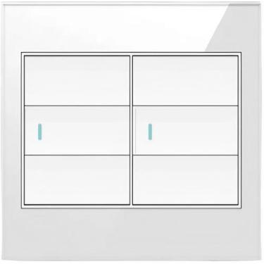 Imagem de Interruptor 2 Teclas Vidro Temperado 4X4 Branco - AUTOMAÇÃO BRASIL