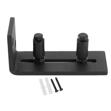 Imagem de Guia de piso deslizante ajustável em aço carbono Ainoli para acessório de hardware de porta de celeiro (Rodas duplas comuns pretas)