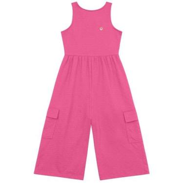 Imagem de Macacão infantil menina texturizado Brandili, 10, Rosa