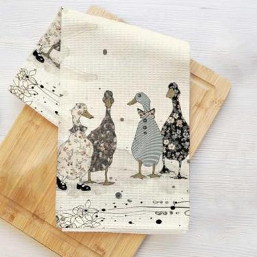 Imagem de Toalhas de cozinha coloridas de pato, panos de prato para lavar pratos de cozinha, toalha de mão para casa de banho, toalha de chá decorativa de microfibra macia, presentes de pato para mulheres, irmã