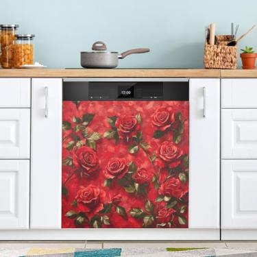 Imagem de ATTX Capa magnética para lava-louças Roses | Adesivo decorativo de eletrodomésticos de 58 x 66 cm para armários domésticos e eletrodomésticos #50