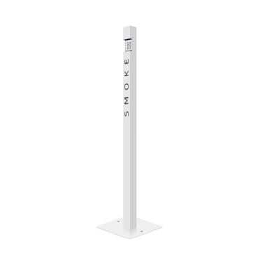 Imagem de Eliminação de pontas de cigarro Pilar de cinzas quadrado destacável para áreas públicas ao ar livre, cilindro coleta aço inoxidável para área fumantes(Branco)