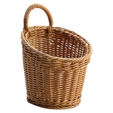 Imagem de WeiLaiKeQi Cesta de frutas suspensa, feita à mão, com alça, organizador multifuncional para revistas, frutas, alho, restaurante e artesanato, L