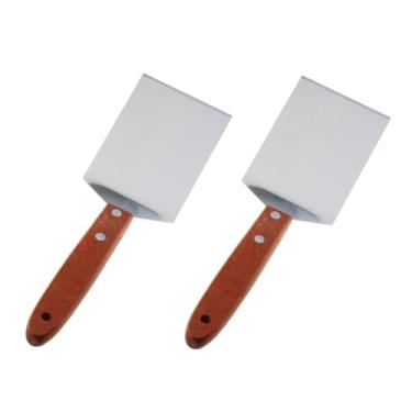 Imagem de DGZZI 2 espátulas de aço inoxidável de cozinha de 21,3 x 6 cm com cabo de madeira e raspador adequado para fazer biscoitos, peixe, ovos, panquecas
