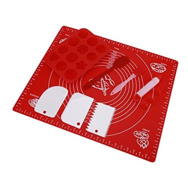 Imagem de Conjunto de Ferramentas Assado Silicone com 8 Peças incluindo Tapete Rolamento Massa Jeringa-Pen Espátula Raspador Bolo Pincel Forma Muffin 12 Cuvetas