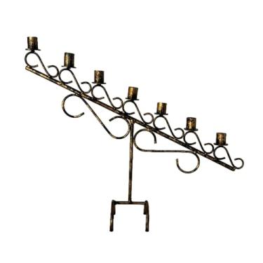 Imagem de Castiçal Candelabro de Metal Artesanal | Suporte para 3 Velas | Decoração Clássica e Sofisticada Elegante(7 VELAS GG MODELO 02)