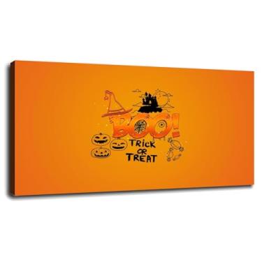 Imagem de Arte de parede de Halloween impressões digitais em tela pôster abóbora para casa conjunto de 1 decorações com moldura 33.0 cm x 20.3 cm