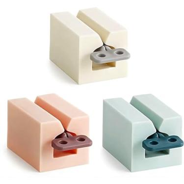 Imagem de Espremedor de pasta de dente, 3 peças, espremedor de pasta de dente com alças foscas, suporte para pasta de dente, organizador de banheiro, economiza pasta de dente e creme