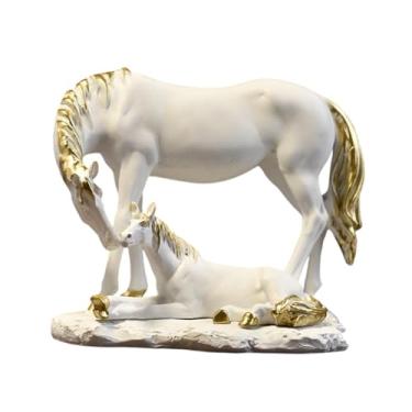 Imagem de KiBcsLic Estátua de Cavalo - Coleção Decorativa do Ano do Cavalo - Ornamento de Mesa - Escultura Animal para Mesa, Quarto, Armário, Casa - Presente de, Branco