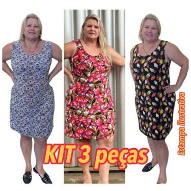 Imagem de Vestido Camiseta Estampado Em Liganete Malha Fresquinha  Plus Size Sol