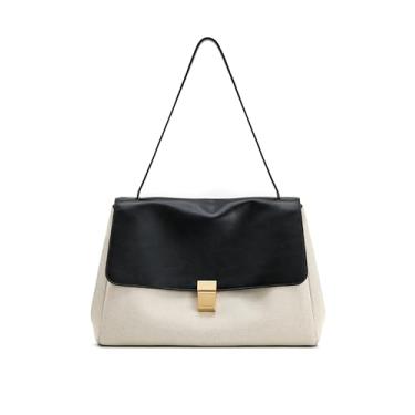 Imagem de JW PEI Bolsa de ombro feminina Hilary, Lona preta