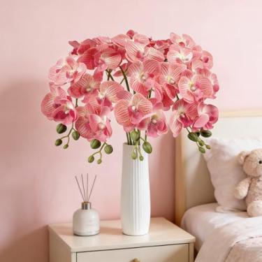 Imagem de HCTCPALS Orquídea branca de 102 cm, flores artificiais, 5 peças de orquídeas falsas, hastes longas, ramos de Phalaenopsis, orquídeas de seda de toque real para vaso para chá de panela, festa de casa