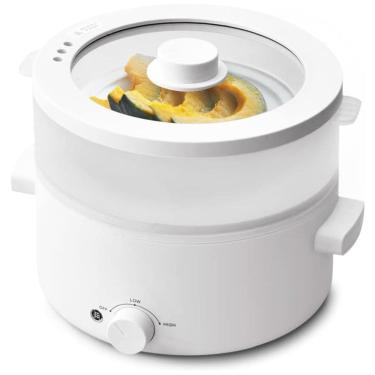 Imagem de Panela Elétrica Olayks Cerâmica Antia aderente 2L 700W 110V Regulagem Dupla Vapor Cesto ABS Proteção Superaquecimento Portátil Limpeza Fácil