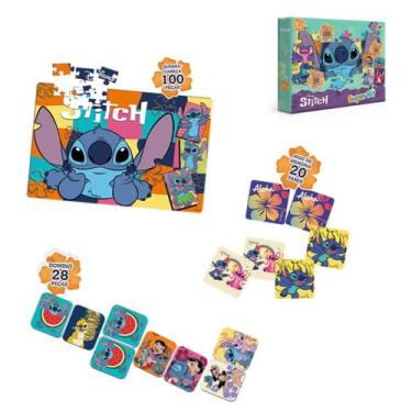 Imagem de Brinquedo Infantil Conjunto de Jogos Super Kit 3 em 1 Stitch Disney La