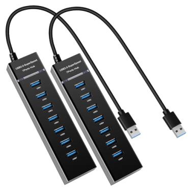 Imagem de Hub USB de 7 portas, YaimhSound vários USB, 1 USB 3.0 + 6 Hub USB 2.0 para laptop, PC, teclado, mouse, SSD, Dell, HP, Lenovo, MacBook, Acer, Surface, conjunto de 2 m