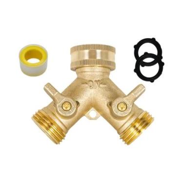 Imagem de Conector De Mangueira De Jardim Em Latão Tipo Y De 3/4 Polegadas Com 2