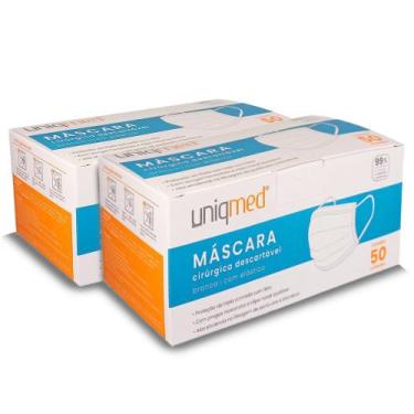 Imagem de Máscaras descartáveis tripla clipe nasal kit 100un uniqmed tamanho:17,