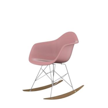 Imagem de Cadeira De Balanço Eames Com Braço Rosa  Base Em Metal E Madeira