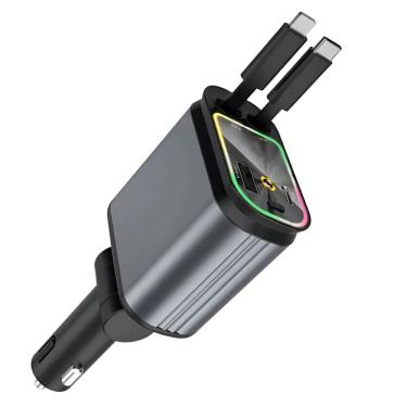 Imagem de Carregador Automotivo Retratil Turbo USB Carro Veicular Caminhao Suvs Caminhonete Projetor Teto Tablet Celular Smartphon