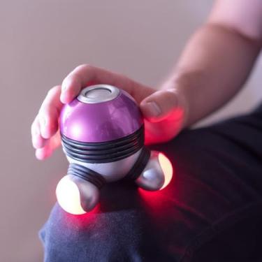 Imagem de Mini massageador portátil, portátil, massageador vibratório corporal elétrico com luz LED para mão, cabeça, pescoço, costas, pernas, braços, alívio da dor, para alívio muscular e relaxamento