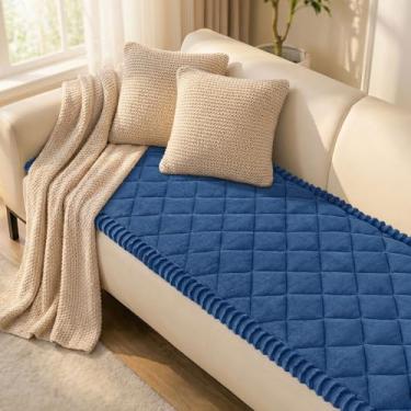 Imagem de Smiry Capa de sofá para animais de estimação, lavável, felpuda e antiderrapante, para 3 almofadas, capas de sofá macias que protegem contra animais de estimação (azul-marinho, 70 x 150 cm)