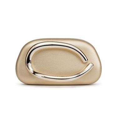 Imagem de Bolsa feminina clutch noturna, bolsa de mão de couro PU com alça transversal de corrente, guidão vintage de metal, Dourado