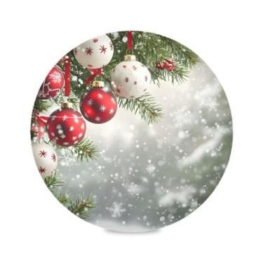 Imagem de STAYTOP Jogo americano redondo de fundo de bola de decoração de Natal, 6 peças, tapetes de mesa antiderrapantes fáceis de limpar para casa, cozinha, churrasco, festa, decoração de mesa