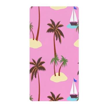 Imagem de Blueangle Lençol de berço padrão para berço infantil - Lençóis de algodão macio e respirável com palmeiras tropicais (303)