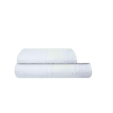 Imagem de Toalha de Banho 70x140cm e Rosto 45x80cm, Kit 2 peças Premium em Algodão, 99% Algodão e 1% Viscose,340g/m², Branca