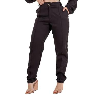 Imagem de Calça Feminina em Alfaiataria Social Trabalho - Ma Oficial, Preto, G, 