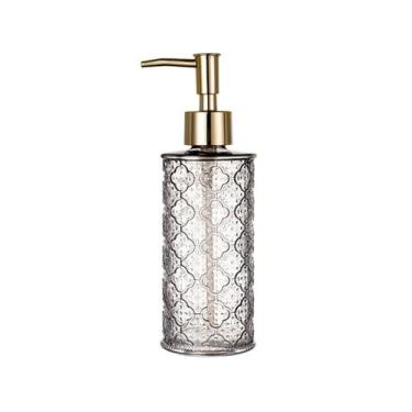 Imagem de Dispensador de sabonete, banheiro, vintage, vidro, loção, garrafa leve, luxuosa, para casa, hotel, sabonete líquido, xampu, dispensador de sabão para cozinha (cinza)