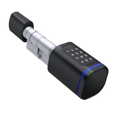 Imagem de Fechadura de porta inteligente, fechadura de cilindro inteligente de porta Euro, fechaduras eletrônicas aplicáveis a porta de segurança de ferro de madeira (preto, tamanho: 70 mm)