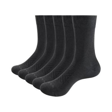 Imagem de Meias Masculinas De Algodão Preto Respirável Até a Panturrilha, 5 Pare