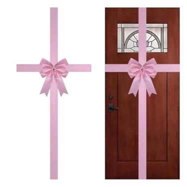 Imagem de Meseey Grande fita de veludo rosa de Natal para porta, laços, portão, guirlanda, arco, festival, decorações para decoração para árvore de Natal, lareira, casa, porta da frente, suprimentos de festa