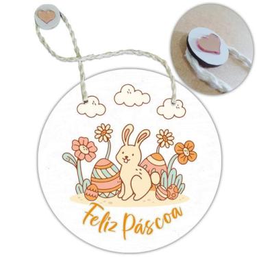 Imagem de Placa Porta com Alça Feliz Páscoa Coelho Coelha Ovo Guirlanda 19cm - R
