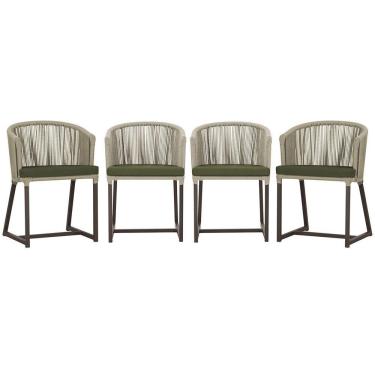 Imagem de 4 Cadeiras De Jantar Noronha Marrom Corda Náutica E13 Trama Rami