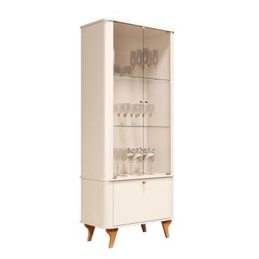 Imagem de Cristaleira Aruma Com Cantos Arredondados Vidros Temperados Off White