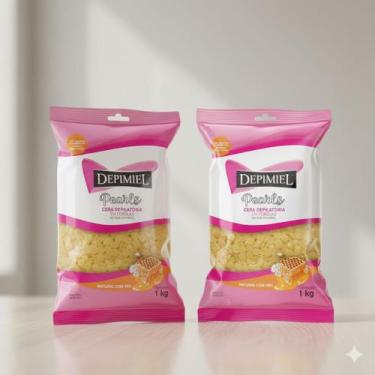 Imagem de Kit 2 Cera Depilatória Em Pérolas Natural Com Mel 1kg Depimiel