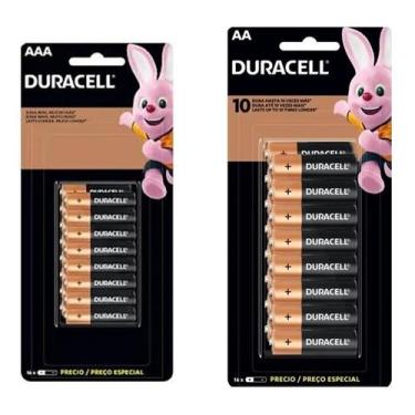 Imagem de Kit Pilha Duracell Alcalina Cartela Aa 16 + Aaa 32 Alcalina