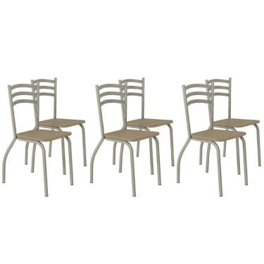 Imagem de Kit 6 Cadeiras De Cozinha Portugal 2c007nk Aço 6 Uni Niquel Courano Capuccino